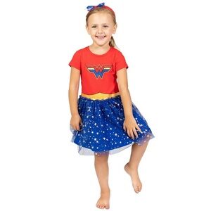 Wonder Woman Girls Red & Blue Costume Dress, Size 6-6x